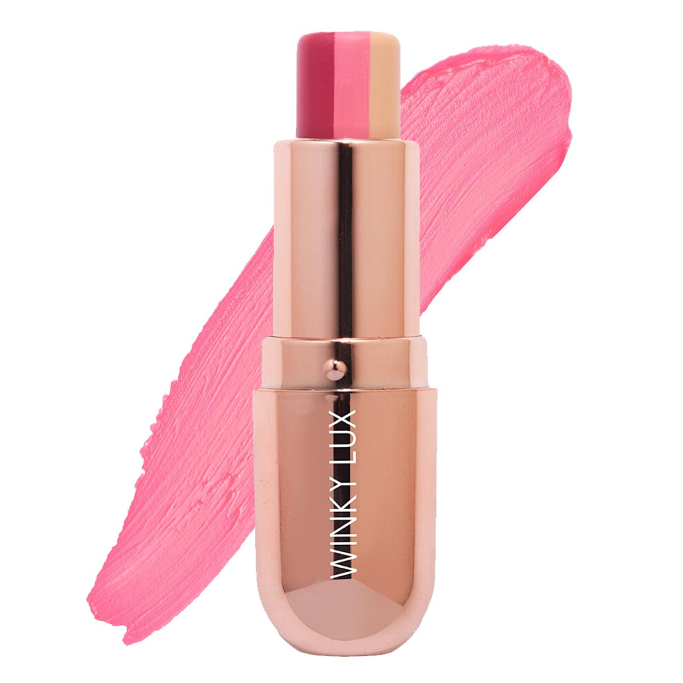 Winky Lux Strawberry Rose Lip Balm For Soft & Juicy Sweet Lips - Tri-Colored Tinted Lip Balm - Hydrating Lip Balm - Vegan & Cruelty-Free