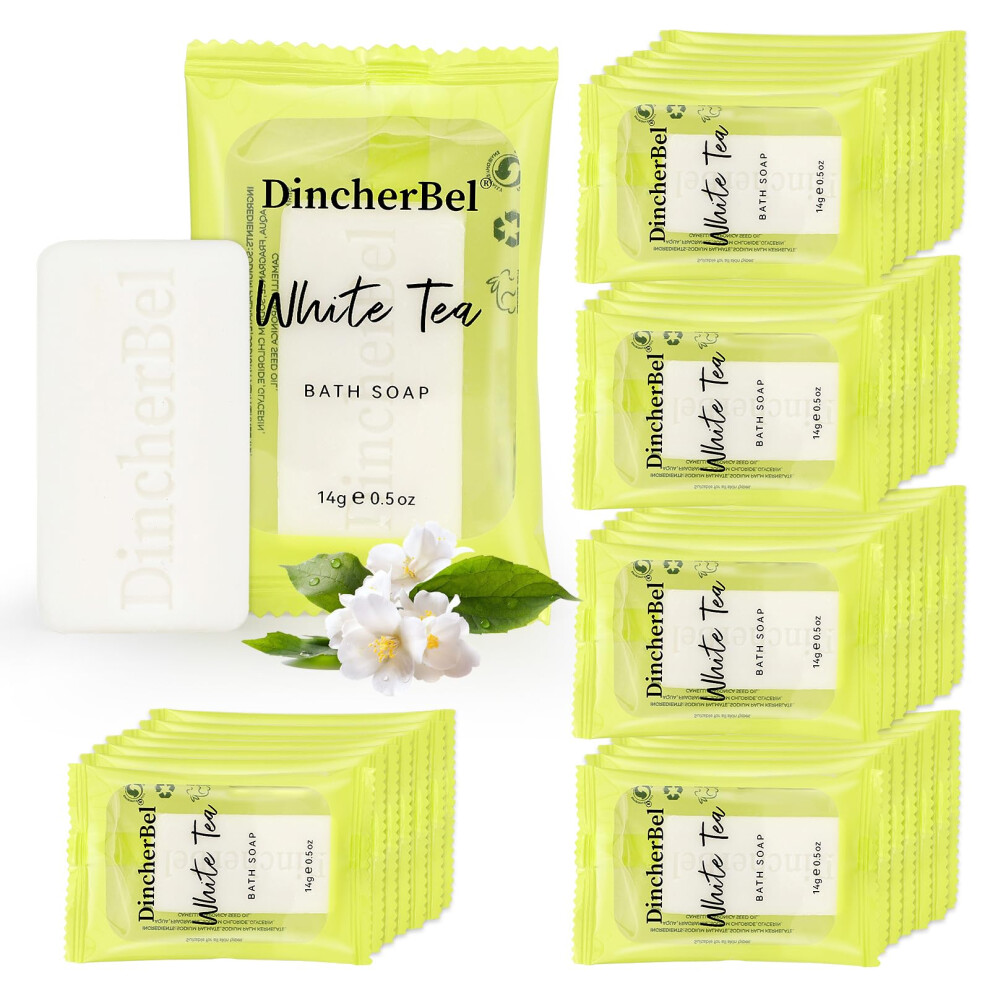 Dincherbel White 200 Pack 0.5Oz Small Soap Mini Dial Cleansing Bars Soap Bulk Travel Size Individually Wrapped Toiletries Amenities For Hotel Airbnb