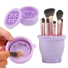 Ranphykx Makeup Brushes Cleaner Mat with Brush Storage Holder Folding Portable Washing Tool for Makeup Brush Cleaning 2 In 1 Silicone Brush Cleaner