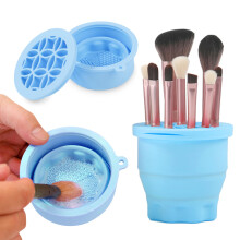Makeup Brushes Cleaner Mat with Brush Storage Holder Folding Portable Washing Tool for Makeup Brush Cleaning 2 In 1 Silicone Brush Cleaner Pad & Cos