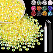 2500PCS 5mm Resin Jelly Rhinestones in Bulk (Lemon Yellow AB) Bedazzling Flatback Crystals Rhinestones for Crafting DIY Nail Decoration Gems Diomand
