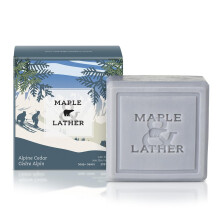 Maple & Lather Triple Milled Bar Soap with Shea Butter Alpine Cedar Scent Long-Lasting Sustainably Sourced 209g - Made in Provence France