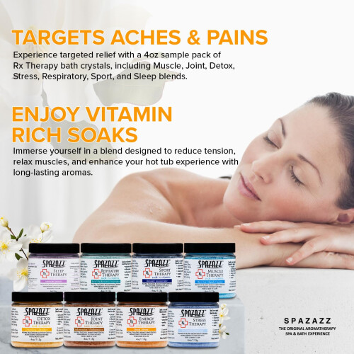 Spazazz RX Terapi Badkar Aromaterapi Saltkrystaller 4oz 8 Pack Prov Bundle 2
