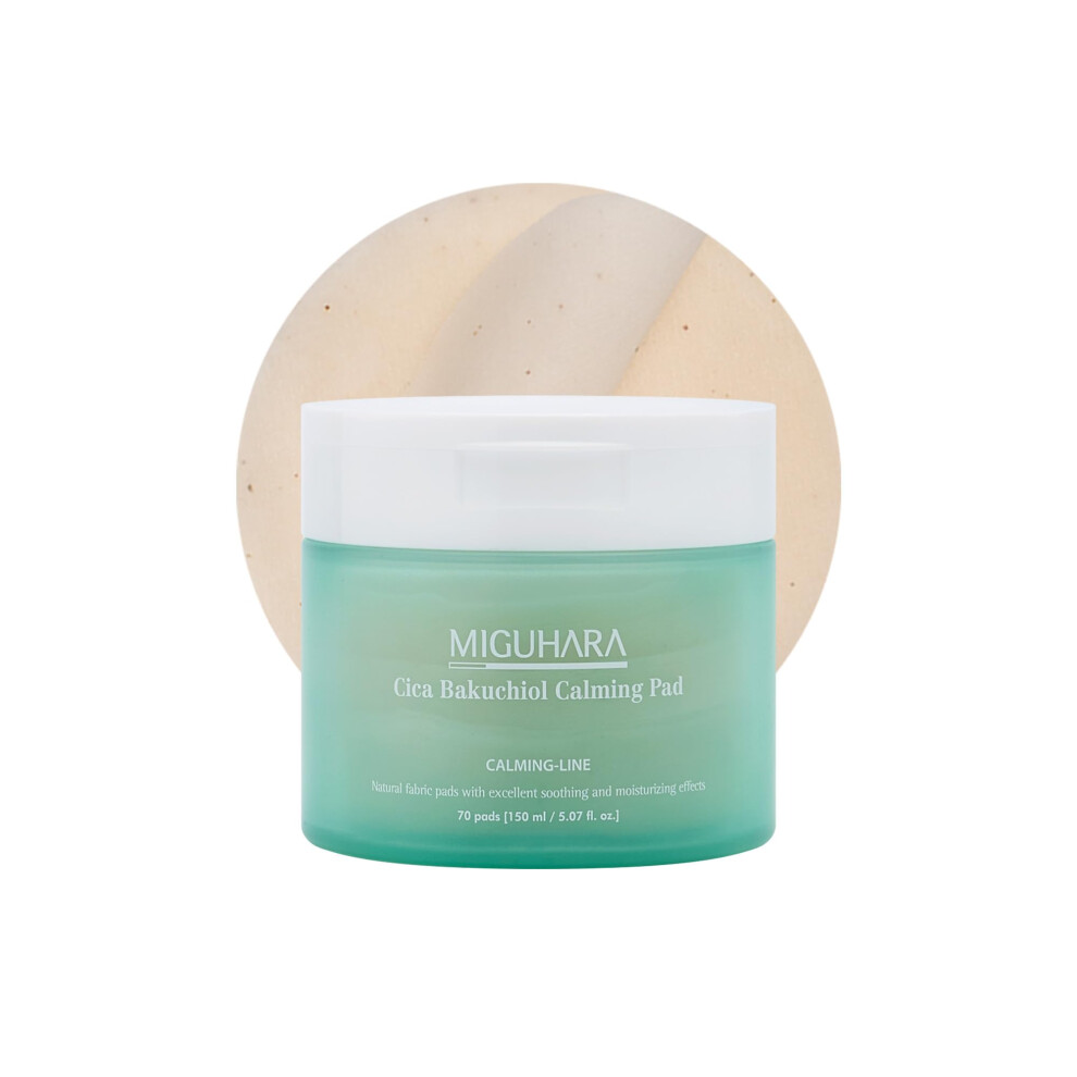 Miguhara Cica Bakuchiol Calming Pad | Korean Skincare Toner Pad (150Ml/5.07 Fl.oz.)