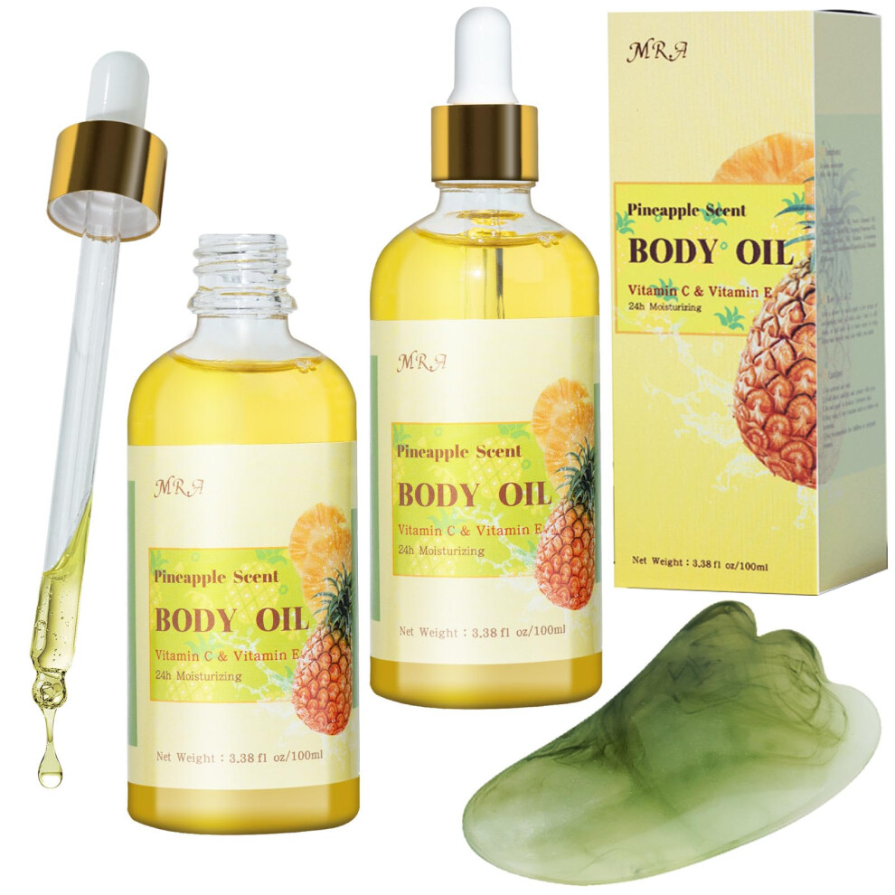 Mr.a 2 Pack Pineapple Juice Scented Body Oil Vitamin E Hydrating Body Oil With Jojoba Oil Pineapple Body Oil After Shower For Dry Skin Massage Oil