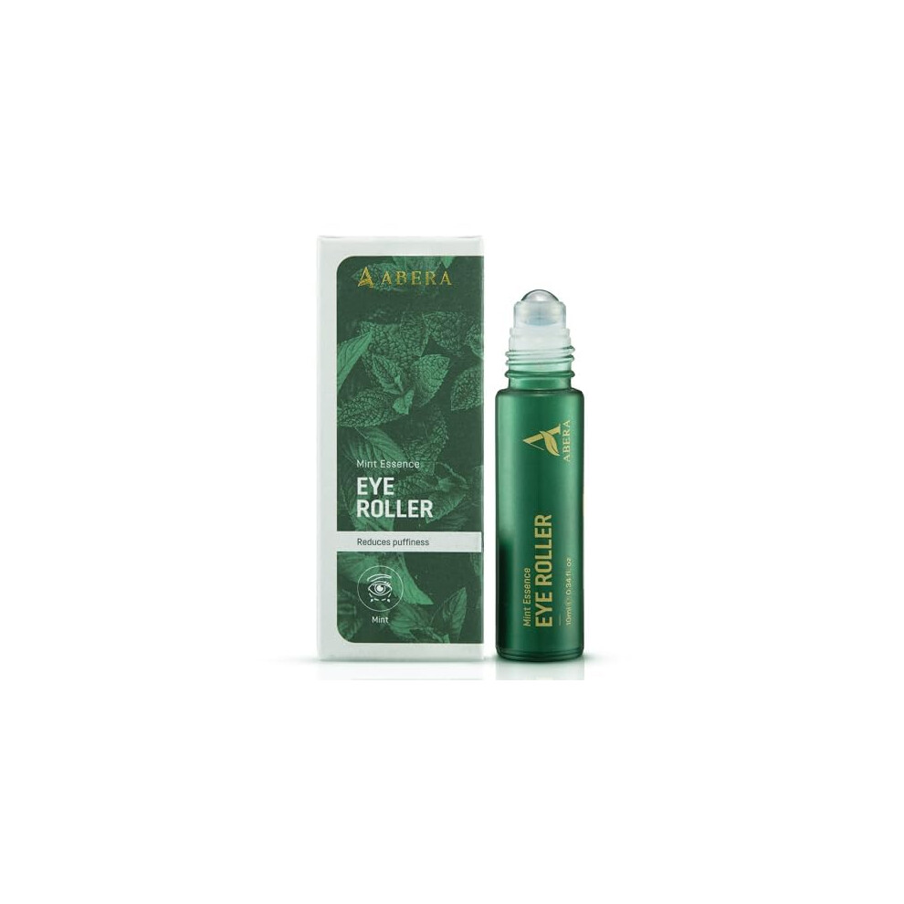 Abera Eye Roller Serum For Men - Eye Bags Dark Circles & Puffiness Treatment - Mint Essence With Vitamin C & Peptides 0.34 Fl Oz