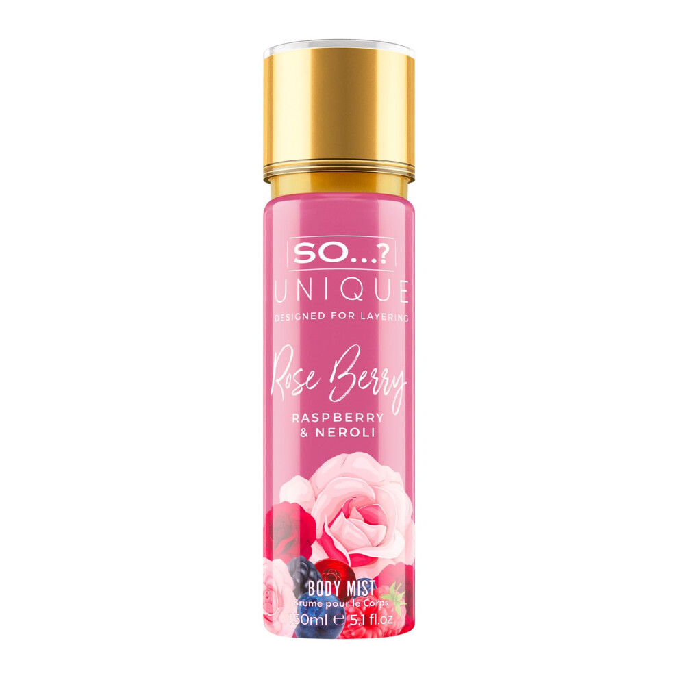 So?...? Unique Rose Berry Body Mist - Floral Fruity Body Spray for Women - Perfume for Women with Rose Vanilla Musk Notes - Gifts for Women - 5.1 o