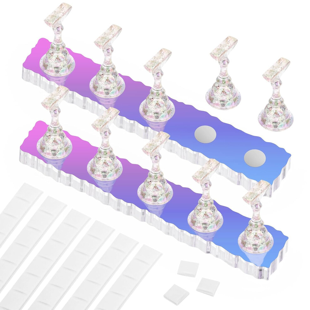 Pr  sentoir    ongles en acrylique, support magn  tique pour nail art, 54 pi  ces, p  te adh  sive r  utilisable pour nail art (Aurora)