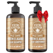 Viking Revolution Palo Santo Mens Shampoo and Conditioner Set with Biotin and Jojoba Oil - Natural Hair Shampoo and Hair Conditioner for Men with