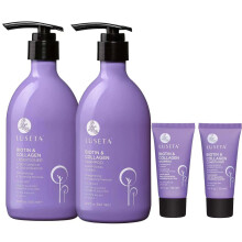 Luseta Biotin Shampoo och Balsamset med Arganolja för Skadat Hår - Full och Resestorlek (2x16.9 oz + 2x1.0)