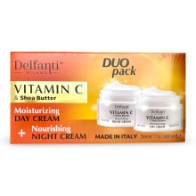 Delfanti-Milano  VITAMIN C & SHEA BUTTER DUO pack  Day + Night Creams  Face  Neck D?collet? Moisturizing and Nourishing Cream for renewed complexion