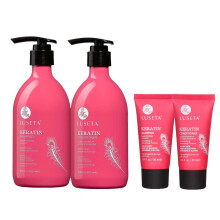 Luseta Keratin Shampoo Full + Travel Size Shampoo + Conditioner Set for Color Treated Damaged & Dry Hair Keratin Hair Treatment for Smoothing& Nouri