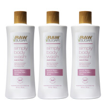 RAW SUGAR Simply Body Wash Beach Rose + Coconut Milk + Shea (25 Fl Oz Pack of 3) Sensitive Skin Bath Soap Formulated without Sulfates & Parabens