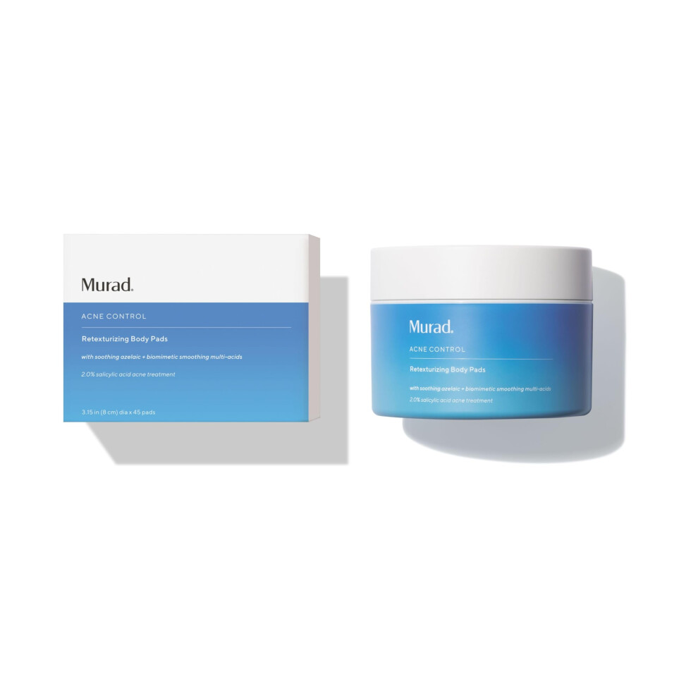 Murad Acne Retexturizing Face & Body Pads - Smooth + Soothe - with Azelaic + Bacteria-Targeting Multi-Acids to Soothe Irritation  Redness  and Providi