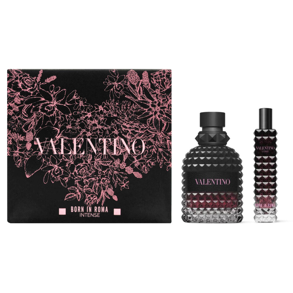Valentino Born in Roma Uomo Intense Set (Eau de Toilette 1.7 Fl. Oz + Travel size EDT 0.5 Fl. Oz)