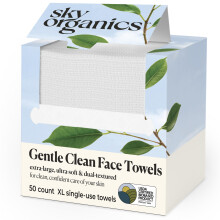 Sky Organics - Gentle Clean Face Howles (1 -Pack) - 50 XL ENEMPLES FACE WITES - Ultra Soft & Dual Textured - Disposable Face Towlles - Makeup Rem