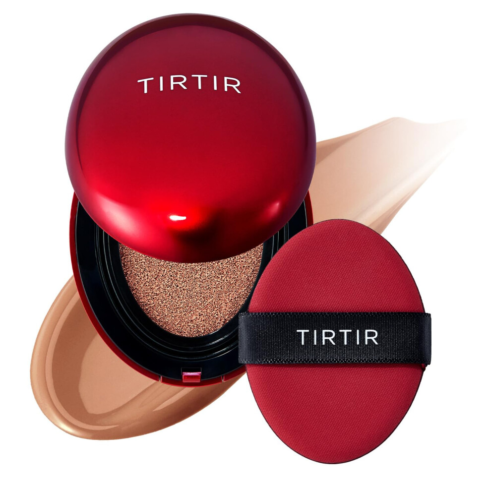 Tirtir Red/Amber Mask Fit Cushion Foundation | Japan's No.1 Choice For Glass Skin Long-Lasting Lightweight Buildable Coverage Semi-Matte (34C 0.6