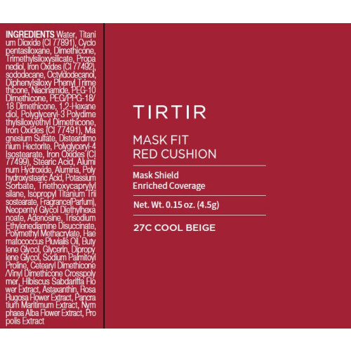 TIRTIR Mscara Fit Base Almofada Vermelha 27C Cool Beige 1
