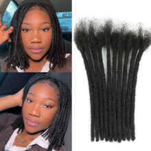 Loc Extensions Human Hair Dreadlock Extensions Human Hair 0.6CM Width Locs Extensions Bundles for Women Men Kids Full Handmade Permanent Locs Can Be D