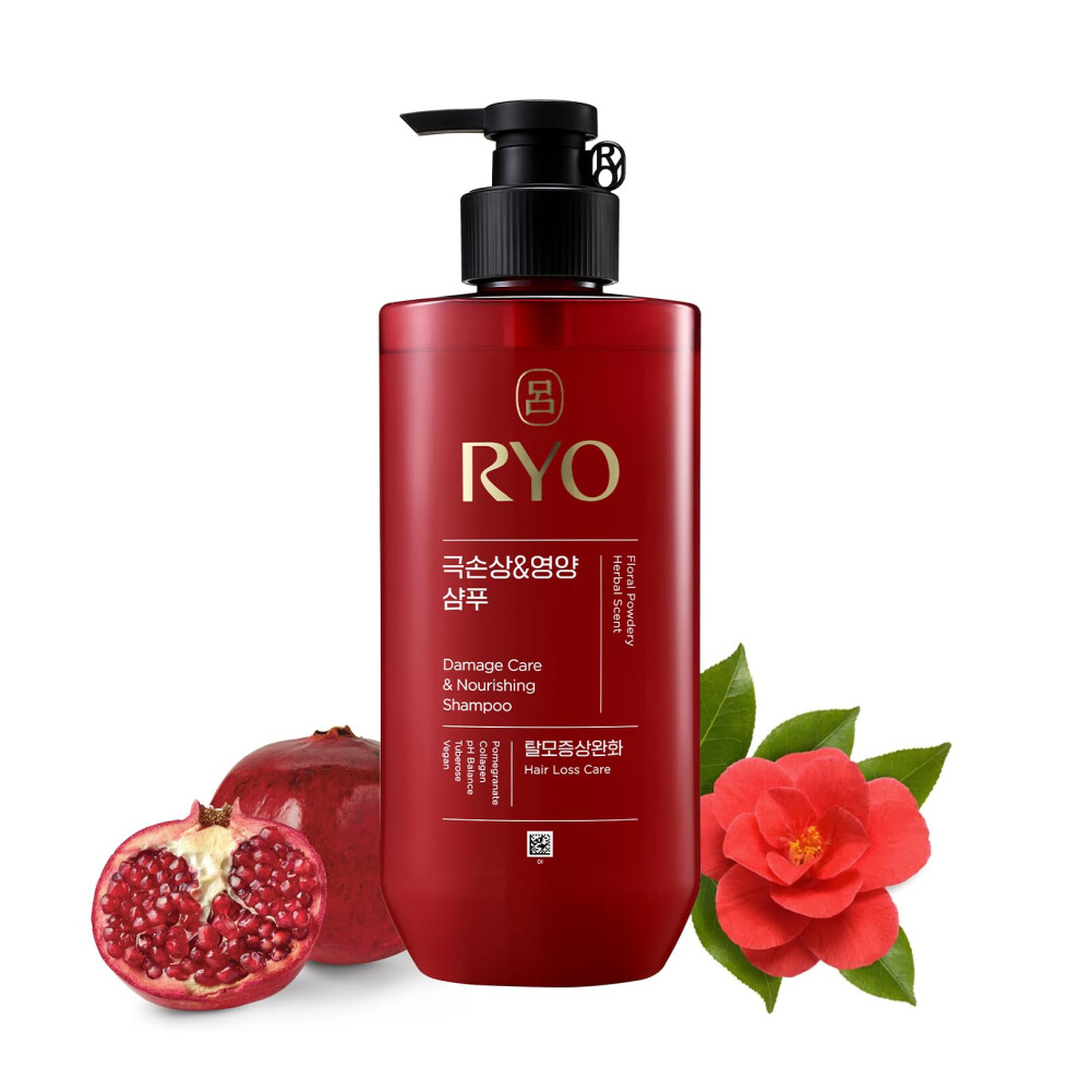 Ryo Hair Damage Care & Nourishing Shampoo With Korean Ginseng & Caffeine - Repair And Moisturizing Hair Loss Care Strengthening Hair Roots 16.2 Fl