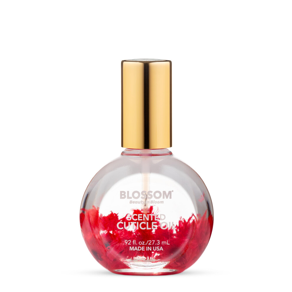 Kvet Blossom Hydrating Moisturizing Strengthening Scented Cuticle Oil Infused With Real Flowers Made In Usa 0.92 Fl. Oz Raspberry