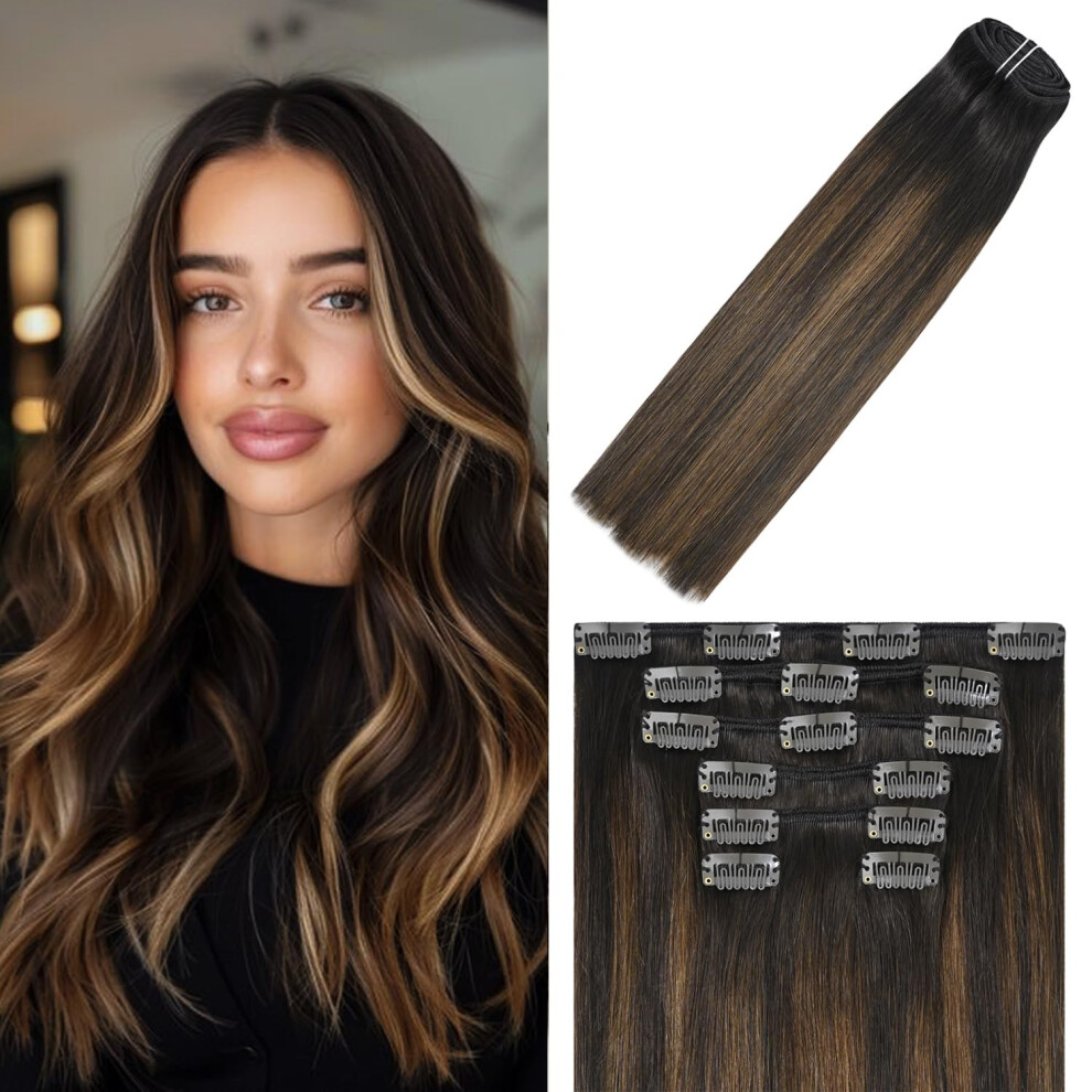 Windtouch Unisex Brown Clip In Hair Extensions Real Human Hair 20 Inch 120G 7Pcs #2T6p2 Dark To Chestnut Hair Extensions Clip Ins Balayage Clip In Hair