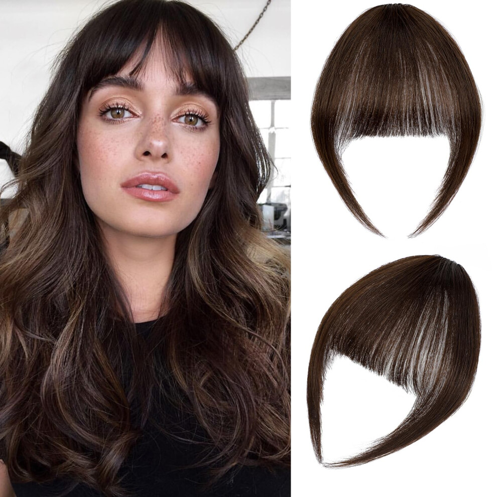 Leterly Unisex Clip In Bangs 100% Real Human Hair Extension Bangs Hair Clip French Bangs Clip On Curved Bangs Natural Wispy Bangs Hairpieces For Women Medium