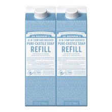 Dr. Bronner's Pure-Castile Liquid Soap Refill (Baby Unscented 32oz Pack of 2)