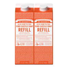 Dr. Bronner's Pure-Castili?vloeibare zeep navulling (Tea Tree 32oz, pakket van 2)