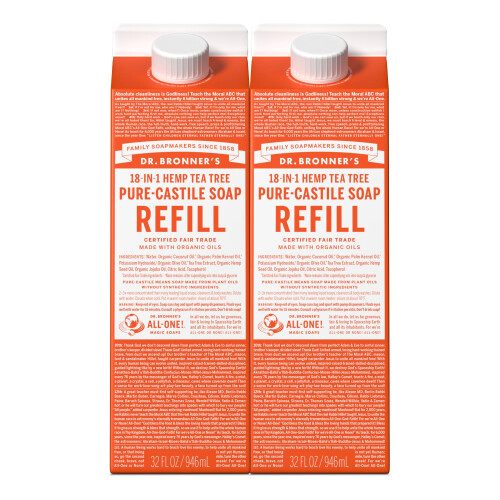 Dr Bronner's Dr. Bronner's Pure-Castile Liquid Soap Refill (Tea Tree 32oz frpackning med 2)