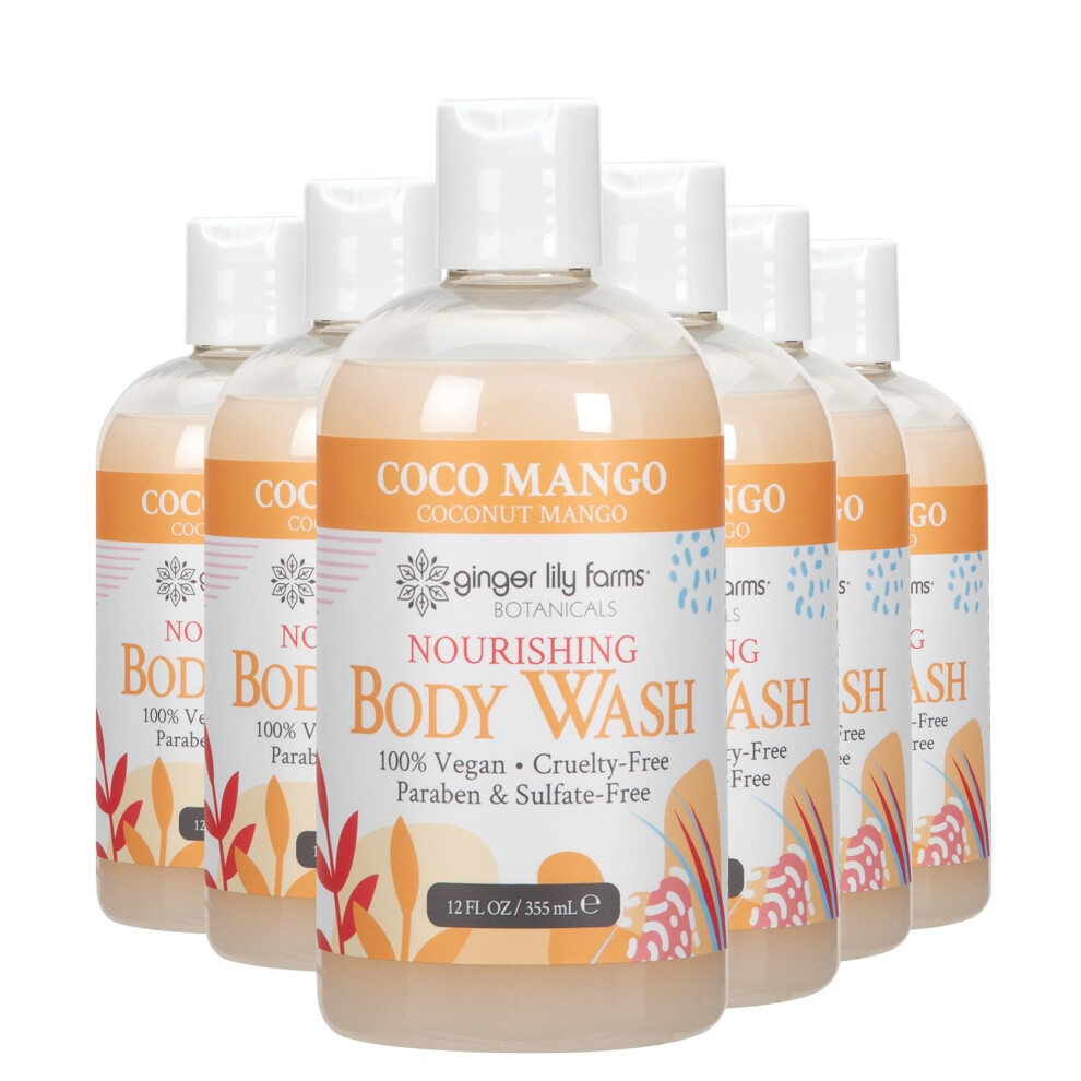 Ginger Lily Farms Botanicals Nourishing Body Wash  Coco Mango  100% Vegan & Cruelty-Free  Coconut Mango Scent  12 Fl Oz (Pack of 6)-image-OPC-PGMDDKJ-NEW