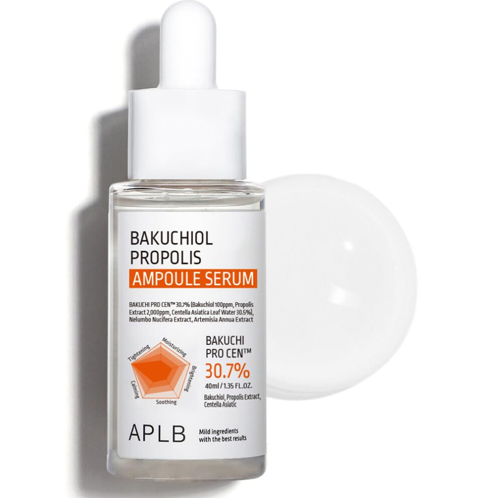 Aplb Bakuchiol Propolis Ampoule Serum | Bakuchi Pro Cen 30.7% 1.35 Fl.oz/Korean Skincare Wrinkle Care Elasticity Care Revitalize For Gentle And Imp
