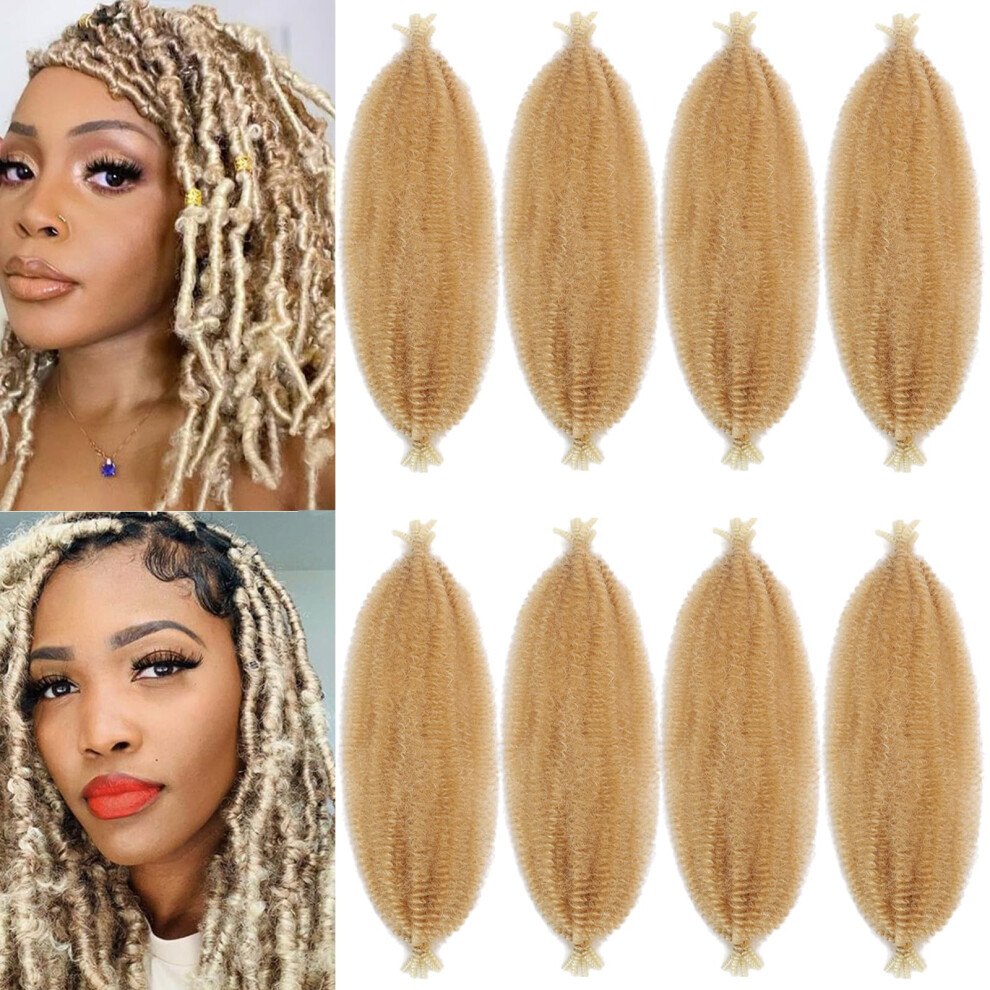 Miyamarch Unisex 8 Packs Springy Afro Twist Hair 12 Inch Marley Twist Braiding Hair Blonde Kinky Twist Hair For Women Short Marley Twiat Wrapping For Soft Locs Passion