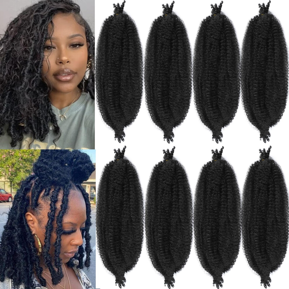 Miyamarch Unisex 8 Packs Springy Afro Twist Hair 12 Inch Marley Twist Braiding Hair Kinky Twist Hair Short Marley Hair Wrapping Faux Distressed Locs Passion Twist For