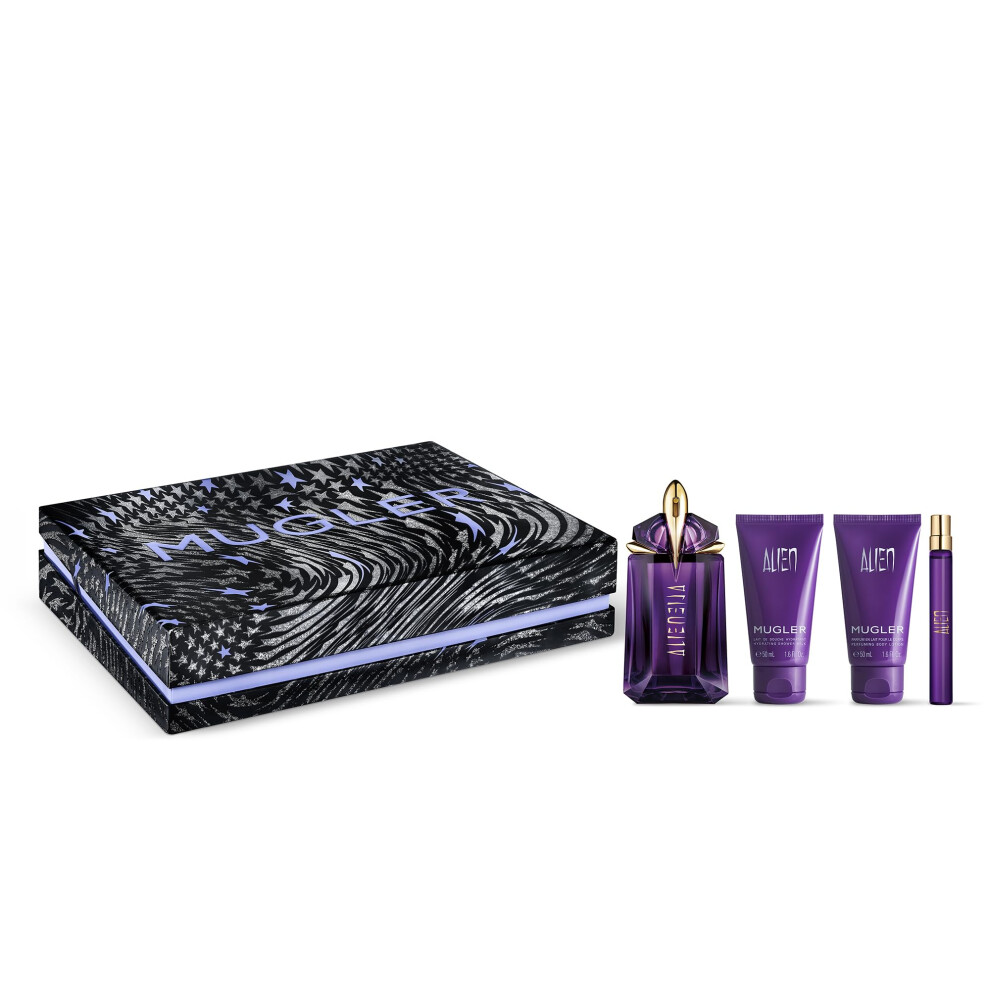 Mugler Alien - Eau de Parfum - Women's Fragrance Set - Floral & Woody - With Jasmine  Wood  and Amber - Perfume  2 Fl Oz  1.6 Fl Oz Body Lotion  1.6 F