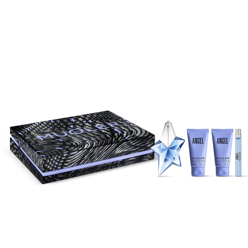 Mugler Angel Eau de Parfum - Women's Perfume Gift Set - Ambery & Woody - Fragrance  1.6 Fl Oz  1.6 Fl Oz Lotion  1.6 Fl Oz Shower Gel  0.33 Fl Oz Trav