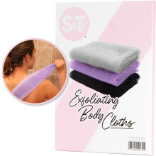 S&T INC. Back Scrubber for Shower Exfoliating Body Scrubber or Bath Exfoliating Towel for Skin Care 11.8 Inches x 35.4 Inches Assorted Purple