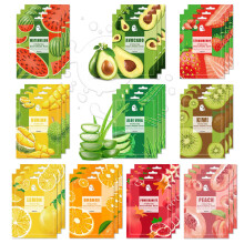 JunKuJK 30PCS feuchtigkeitsspendende Gesichtsblattmaske, feuchtigkeitsspendende Gesichtsmasken, Hautpflege-Geschenkset, erhellen, langanhaltende Gesi