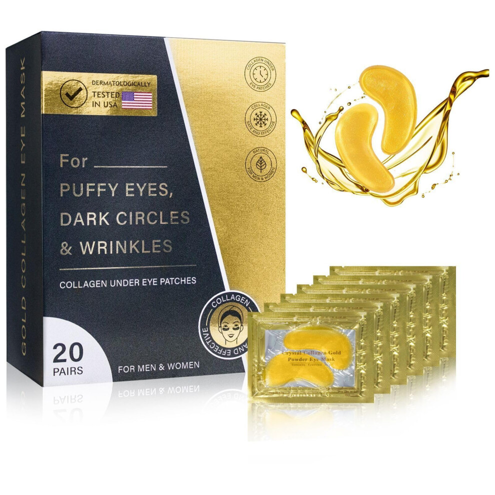 Fanterday Dark/Golden Under Eye Patches For Circles (20 Pairs) - Under Eye Mask For Puffy Eyes Undereye Bags And Wrinkles Eye Patches To Reduce Wrinkles & Rel