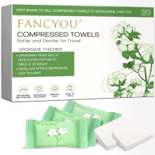 Fancyou Serviette Faciale Comprimée Jetable Grande, Serviette Épaissie Portable en Coton pour Voyage