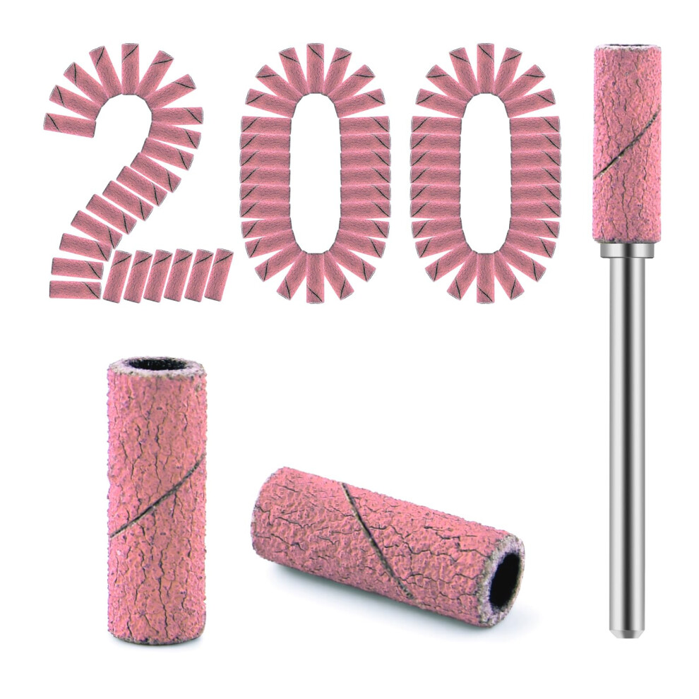 Cellentool 200 Pcs Nail Drill Bits Small Sanding Bands With 3.1Mm Mandrel Bit Mini Sanding Bands Nail File For Acrylic Gel Manicures And Pedicure (Pi
