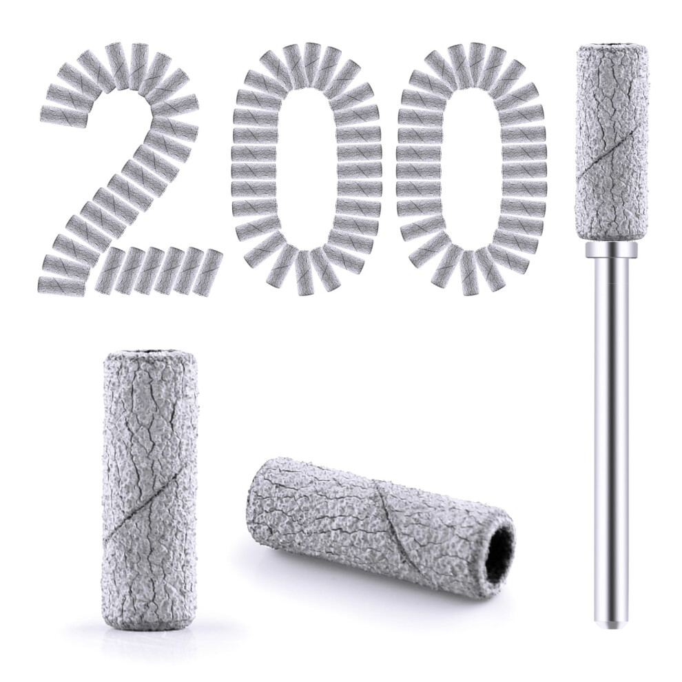 Cellentool 200 Pcs Nail Drill Bits Small Sanding Bands With 3.1Mm Mandrel Bit Mini Sanding Bands Nail File For Acrylic Gel Manicures And Pedicure (Ze