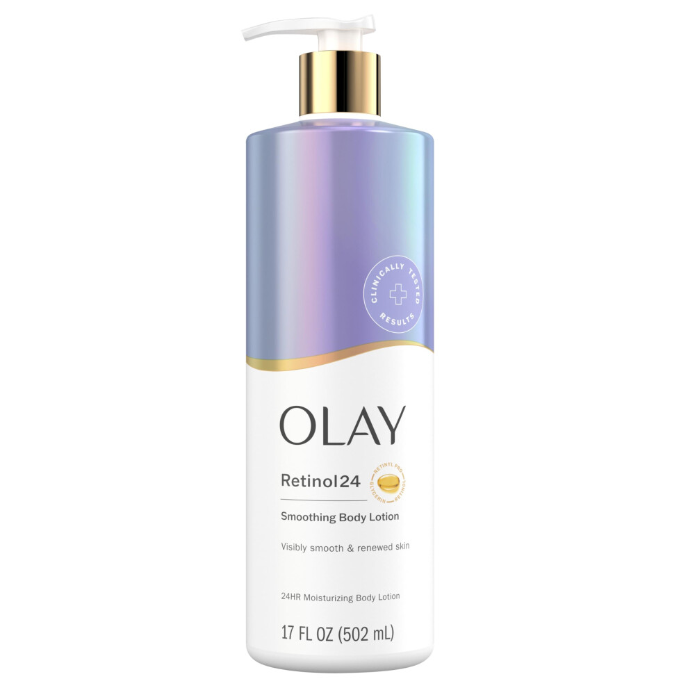 Olay Body Lotion Smoothing for Women with Retinol  24hr Moisturizing  Vitamin E & Vitamin B3 Complex  Fast Absorbing Formula  17 fl oz
