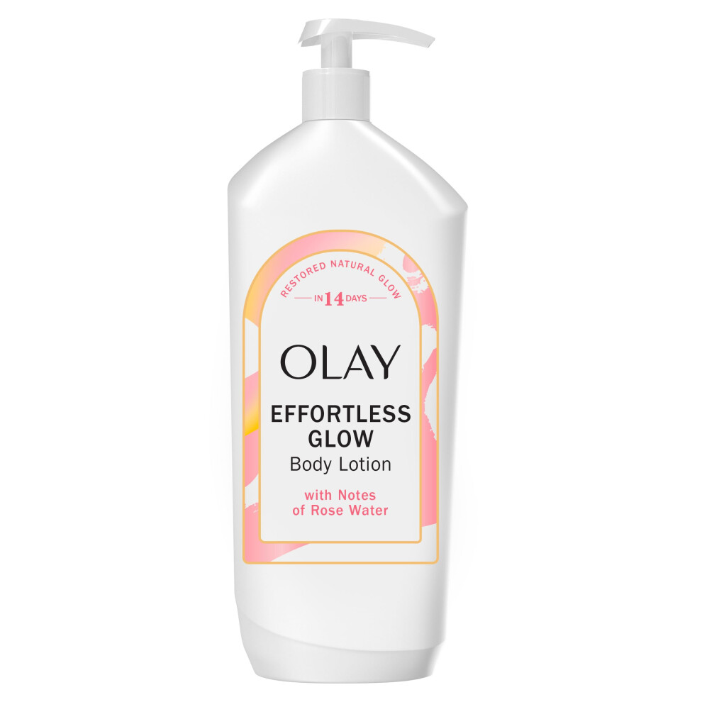 Olay Effortless Glow Hydrating Body Lotion for Women  Restore Skin's Natural Glow  Absorbs Instantly  Notes of Rose Water Scent  18 fl oz