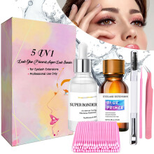 QUKLOGEN Super Lash Bonder Primer per colla per extension ciglia, kit adesivo a polimerizzazione istantanea, 5 in 1, solo per uso professionale,