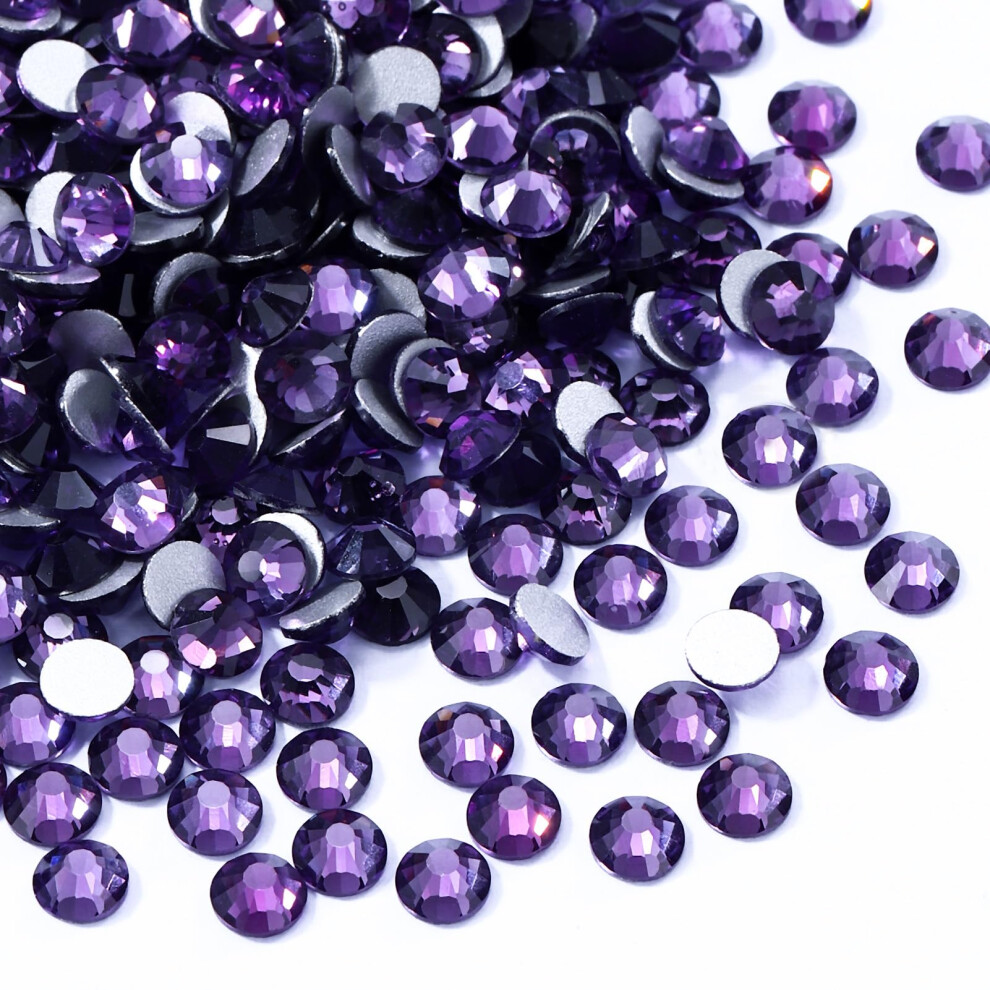 Meibite Tanzanite Flatback Rhinestones, Glass Rhinestones For Nail Art And Craft, Glue Fix, Loose Crystal Gemstones(Tanzanite, Ss20, 1440Pcs, 4.6-4.8M