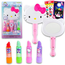 Hello Kitty Lip Balm Set - 4 Pack Plus Light Up Mirror Stickers & More