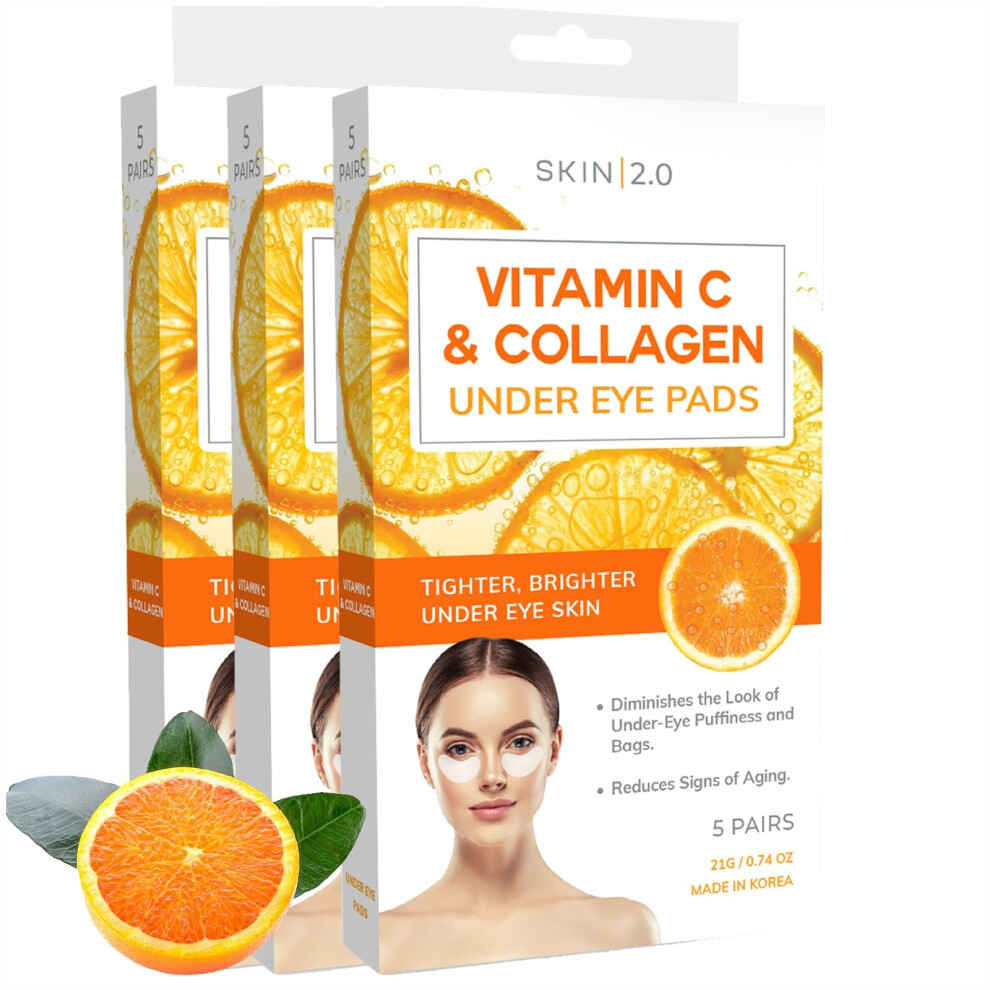 Hud 2.0 Skin 2.0 Vitamin C & Collagen Under Eye Patches - Dermatologist Tested - Brightens Dark Circles Tightens Under Eye Skin Anti-Aging - Natural Ingredi