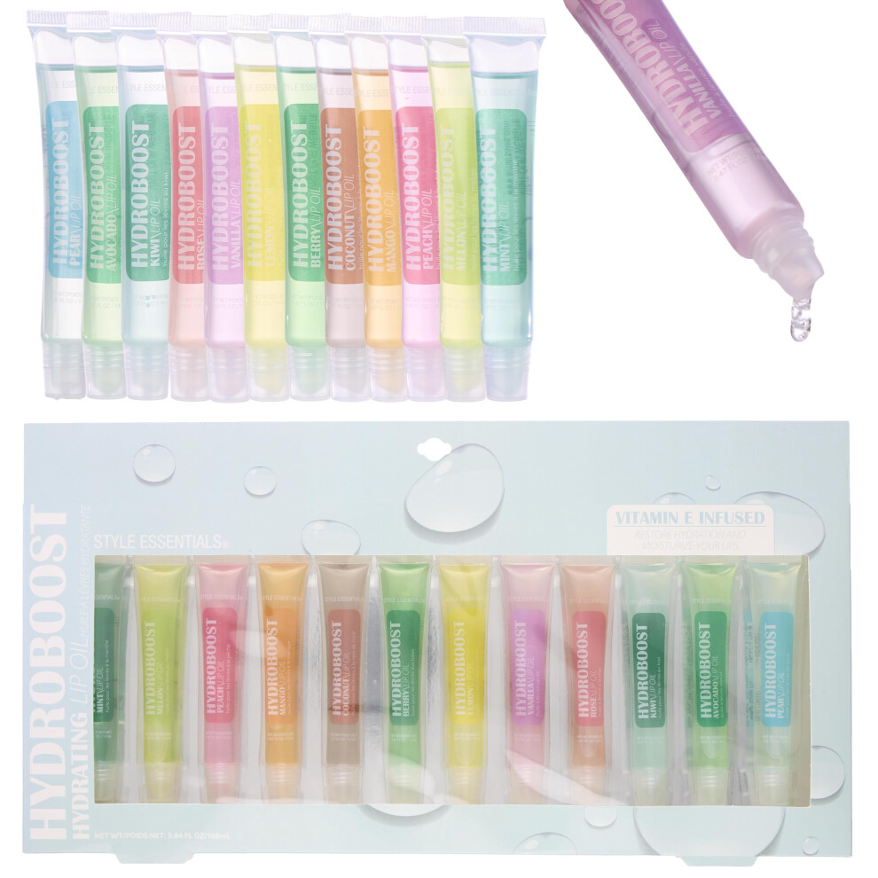 Expressions 12Pc Lip Oil Set - Flavored Lip Oils Value Pack Hydrating Lip Oils W/Squeeze Tube Application Moisturizing Lip Oil Collection For Everyd
