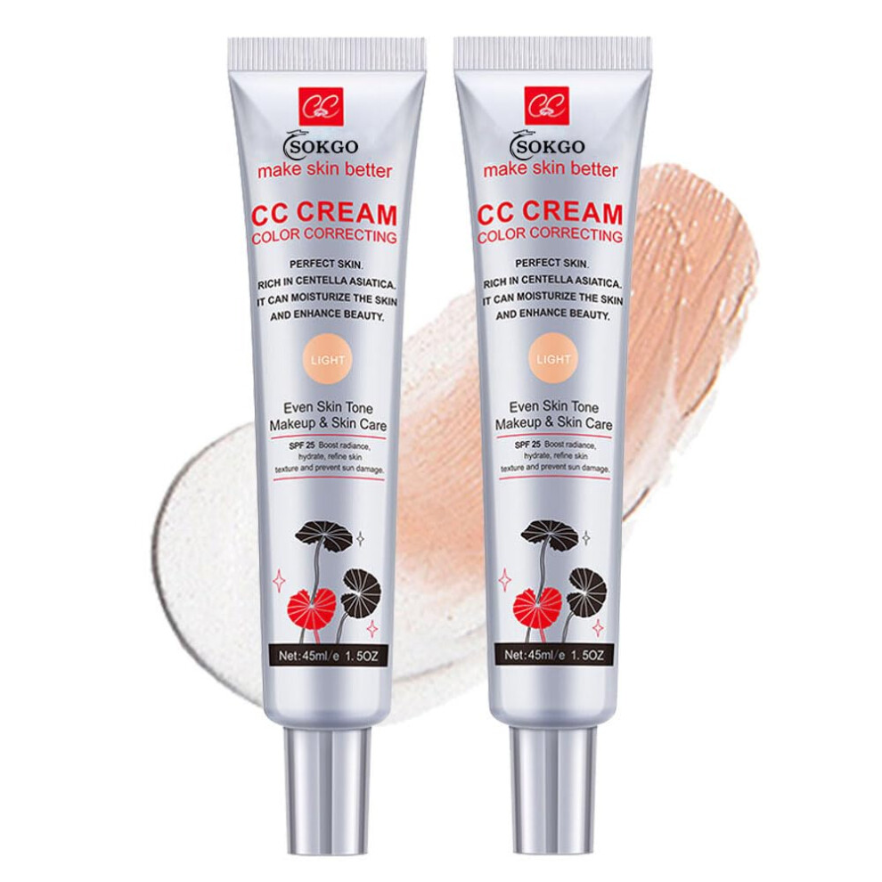 Tabe Cream Color Correcting Cc With Centella Asiatica Full-Coverage Foundation Color Correcting With Spf 25 Even Skin Tone Hydrating (2Pcs